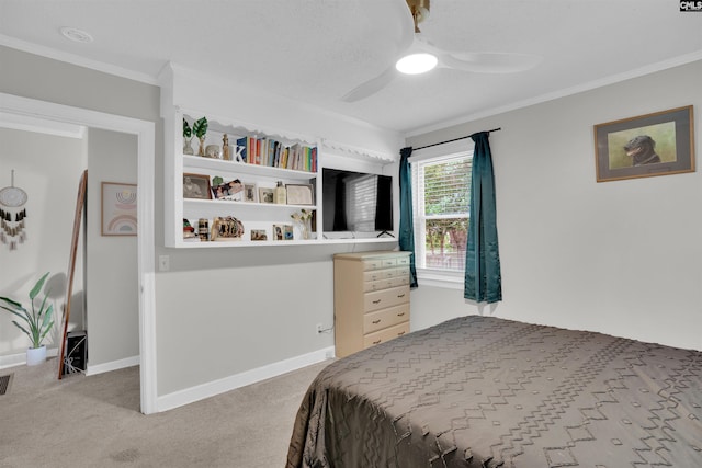 1715 Lacy St, Columbia, SC 29169 - bedroom with light carpet, crown molding, and a ceiling fan