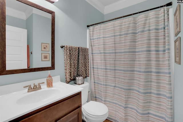 699 Village Market Dr, Chapin, SC 29036 - full bathroom featuring ornamental molding, vanity, and a shower with curtain