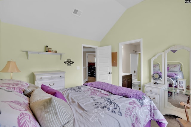 699 Village Market Dr, Chapin, SC 29036 - bedroom featuring high vaulted ceiling and ensuite bath