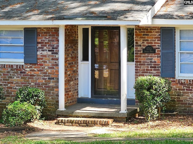 1712 Omarest Dr, Columbia, SC 29210 - property entrance with brick siding and a shingled roof