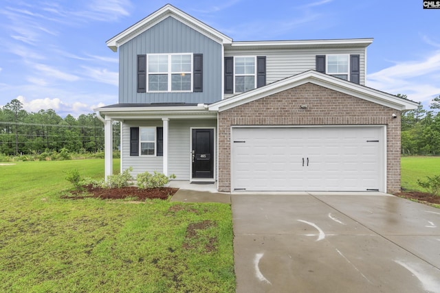 465 Vanburen Ct, Gaston, SC 29053 - traditional home with brick siding, board and batten siding, and a front lawn