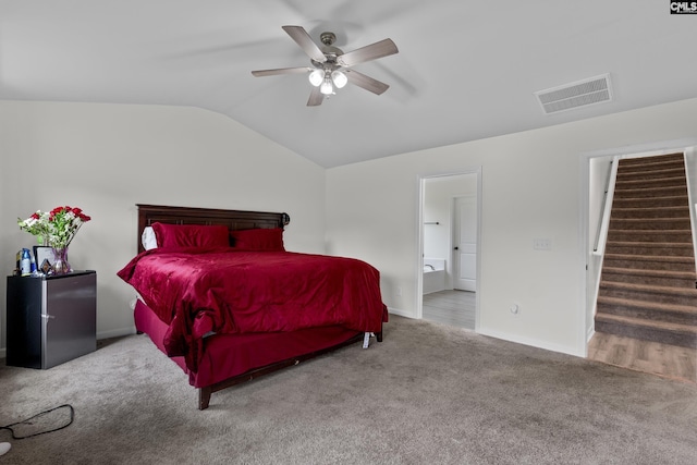 465 Vanburen Ct, Gaston, SC 29053 - carpeted bedroom with vaulted ceiling and a ceiling fan