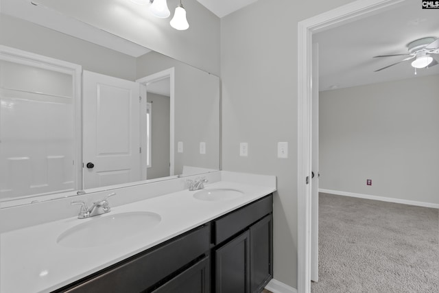 465 Vanburen Ct, Gaston, SC 29053 - full bath featuring double vanity and a ceiling fan