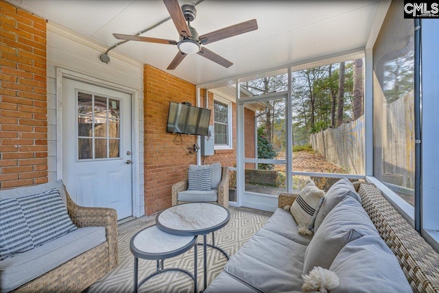 3139 Travis Ct, Columbia, SC 29204 - sunroom with a ceiling fan and outdoor lounge area