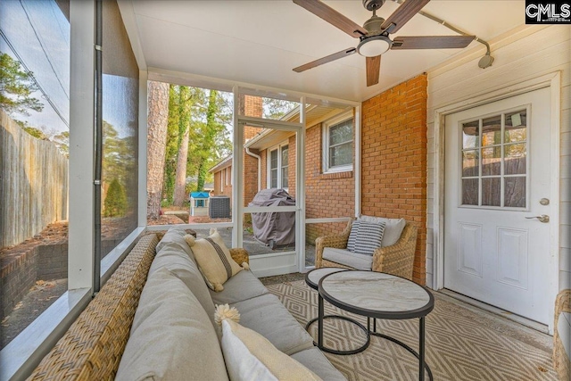 3139 Travis Ct, Columbia, SC 29204 - sunroom / solarium with ceiling fan and an outdoor living space