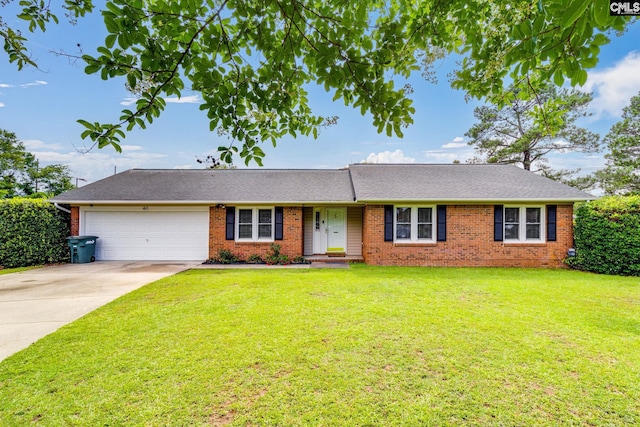 40 Stonehedge Ct, Sumter, SC 29154 - ranch-style house with an attached garage, brick siding, concrete driveway, and a front yard