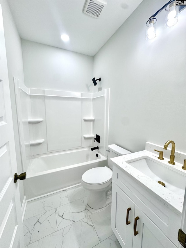 10 Lincolnshire Ct, Columbia, SC 29203 - full bath featuring marble finish flooring, vanity, washtub / shower combination, and recessed lighting