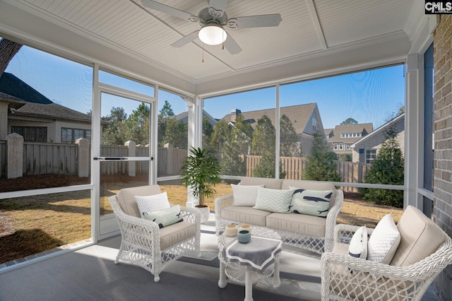 2340 Hadley Xing, Chapin, SC 29036 - sunroom featuring a ceiling fan and outdoor lounge area