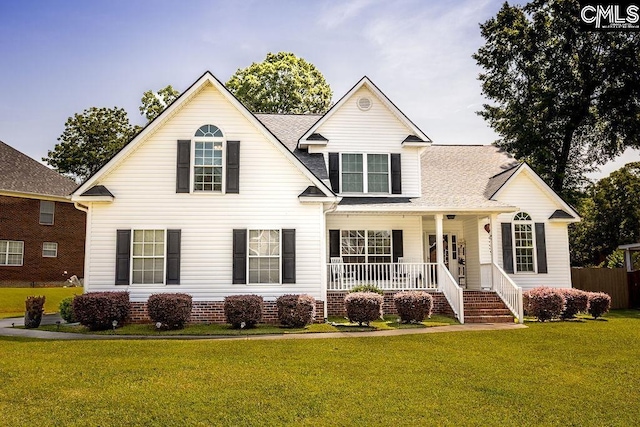 108 Warden Way, Irmo, SC 29063 - traditional-style house with a porch, a front lawn, and roof with shingles