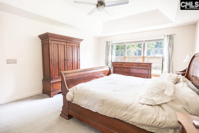 108 Warden Way, Irmo, SC 29063 - bedroom featuring a raised ceiling, light carpet, and a ceiling fan