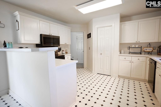 108 Warden Way, Irmo, SC 29063 - kitchen featuring black appliances, white cabinets, light countertops, and light floors