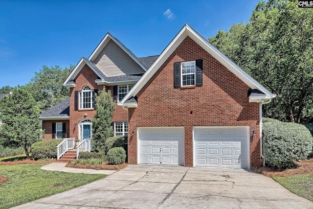 305 W Ashford Way, Irmo, SC 29063 - view of front of property with driveway, an attached garage, brick siding, and a front lawn