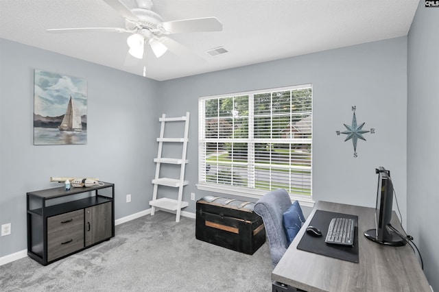 1040 Night Harbor Cir, Chapin, SC 29036 - home office featuring a ceiling fan and carpet flooring
