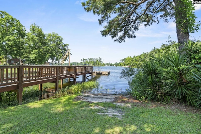 242 Arrow Shores Rd, Chapin, SC 29036 - dock featuring a water view and a yard