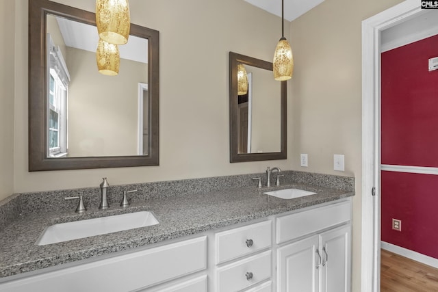 242 Arrow Shores Rd, Chapin, SC 29036 - bathroom featuring double vanity and wood finished floors