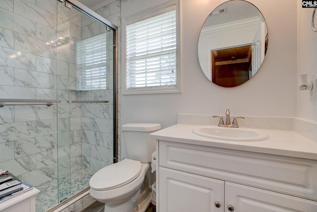 7 Chickasaw Cir, Columbia, SC 29229 - bathroom with vanity, a shower stall, and ornamental molding