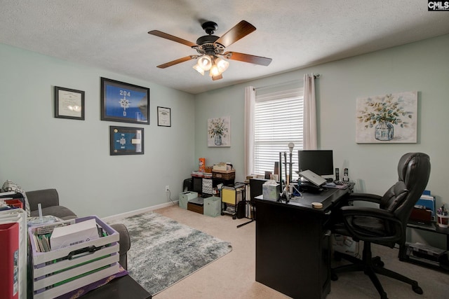 7 Chickasaw Cir, Columbia, SC 29229 - office space with carpet, a ceiling fan, and a textured ceiling