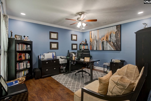 7 Chickasaw Cir, Columbia, SC 29229 - office featuring ceiling fan, wood finished floors, and crown molding