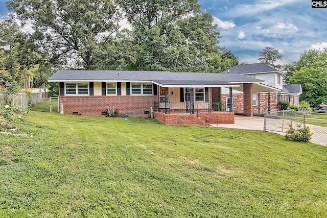 1700 Cermack St, Columbia, SC 29223 - view of front of home with driveway, a carport, crawl space, brick siding, and covered porch