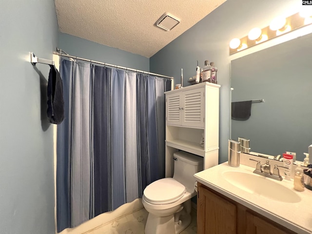 213 Rice Hill Ct, Lexington, SC 29072 - bathroom with a textured ceiling, vanity, and a shower with shower curtain