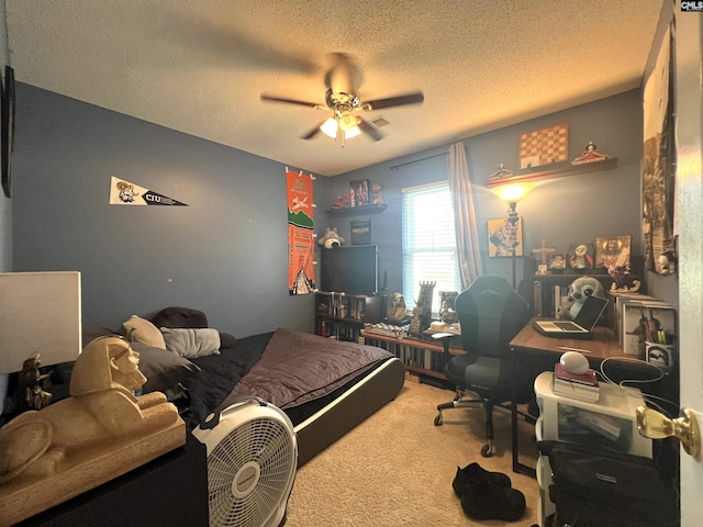213 Rice Hill Ct, Lexington, SC 29072 - carpeted bedroom featuring a textured ceiling, ceiling fan, and an office area