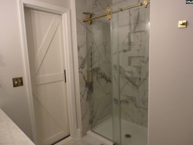 3909 E Peach Rd, Ridgeway, SC 29130 - bathroom with marble finish floors and a marble finish shower