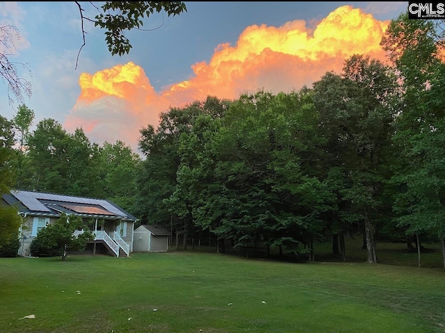 3909 E Peach Rd, Ridgeway, SC 29130 - view of green lawn with a shed