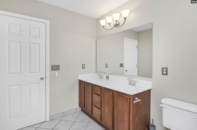 339 Bracken Dr, Lexington, SC 29072 - bathroom with double vanity, tile patterned flooring, and a chandelier