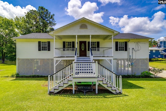 1162 Whippoorwill Rd, Camden, SC 29020 - coastal home featuring a front yard, covered porch, and stairs