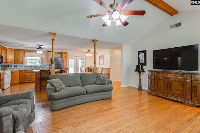 1162 Whippoorwill Rd, Camden, SC 29020 - living room featuring a ceiling fan and light wood finished floors