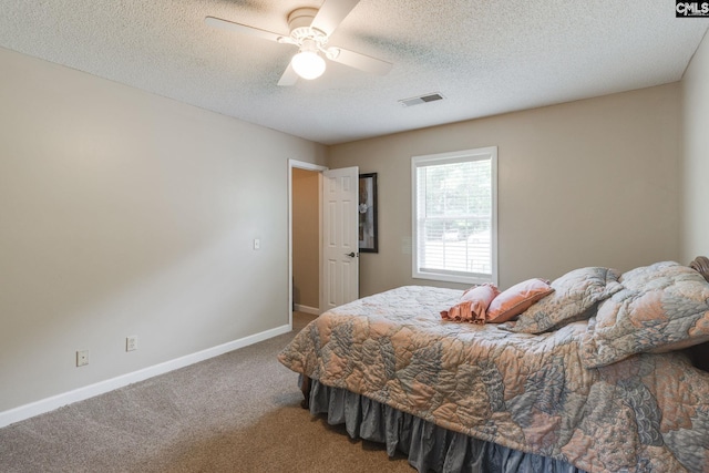 1162 Whippoorwill Rd, Camden, SC 29020 - carpeted bedroom with ceiling fan and a textured ceiling