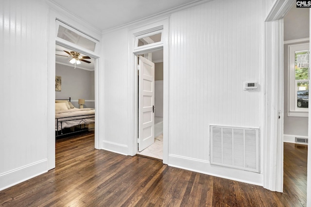 2625 Harrison Rd, Columbia, SC 29204 - corridor with ornamental molding and dark wood-style floors