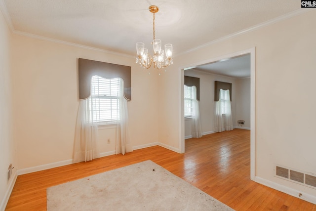 109 Garden Springs Rd, Columbia, SC 29209 - empty room with a chandelier, ornamental molding, and light wood-style flooring