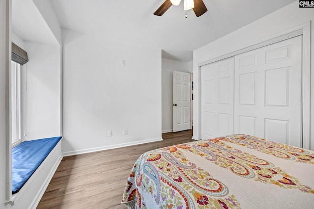131 Leeward Rd, Columbia, SC 29212 - bedroom with wood finished floors, a closet, and ceiling fan