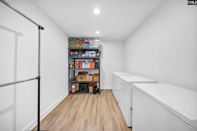 131 Leeward Rd, Columbia, SC 29212 - laundry room with light wood finished floors, independent washer and dryer, and recessed lighting
