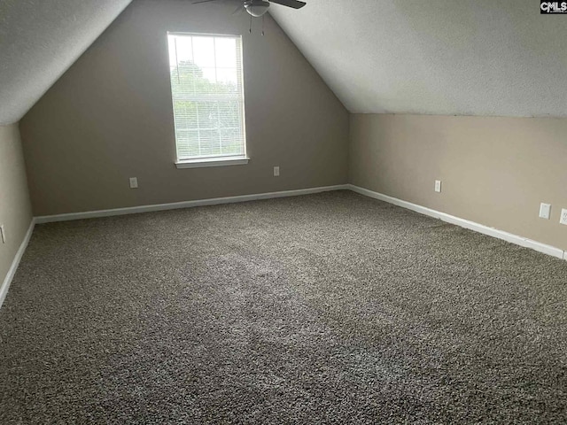 205 Hamilton Place Rd, Columbia, SC 29229 - bonus room with a ceiling fan, a textured ceiling, carpet floors, and vaulted ceiling