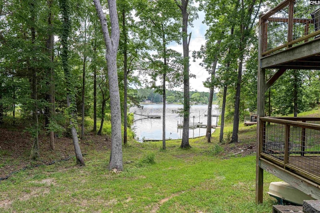 1326 Cedar Cove Rd, Camden, SC 29020 - view of yard featuring a deck with water view