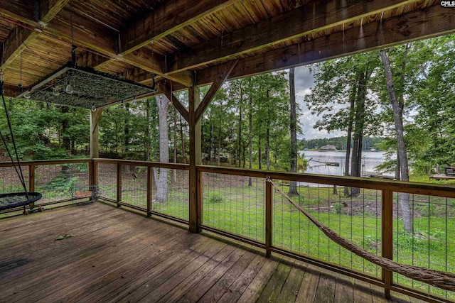 1326 Cedar Cove Rd, Camden, SC 29020 - wooden terrace featuring a water view and view of scattered trees