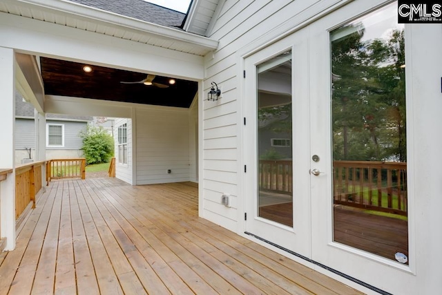 196 Osprey Pointe Ln, Prosperity, SC 29127 - wooden terrace with french doors