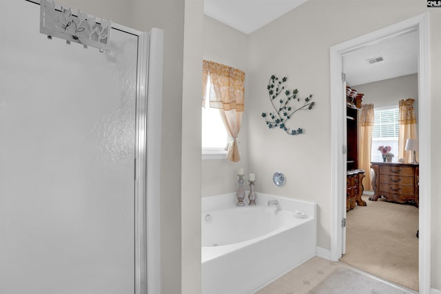 201 Summit Ridge Cir, Columbia, SC 29229 - bathroom featuring a garden tub and a stall shower