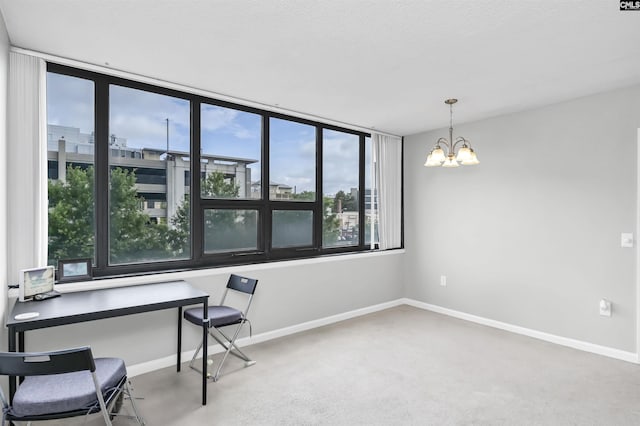 1100 Wheat St Unit 510, Columbia, SC 29201 - unfurnished office featuring a chandelier, carpet, and a textured ceiling
