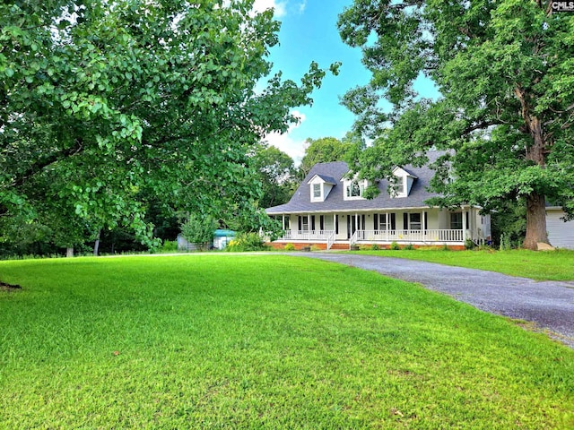 261 Long Rd, Saluda, SC 29138 - cape cod-style house with a porch, a front yard, and roof with shingles