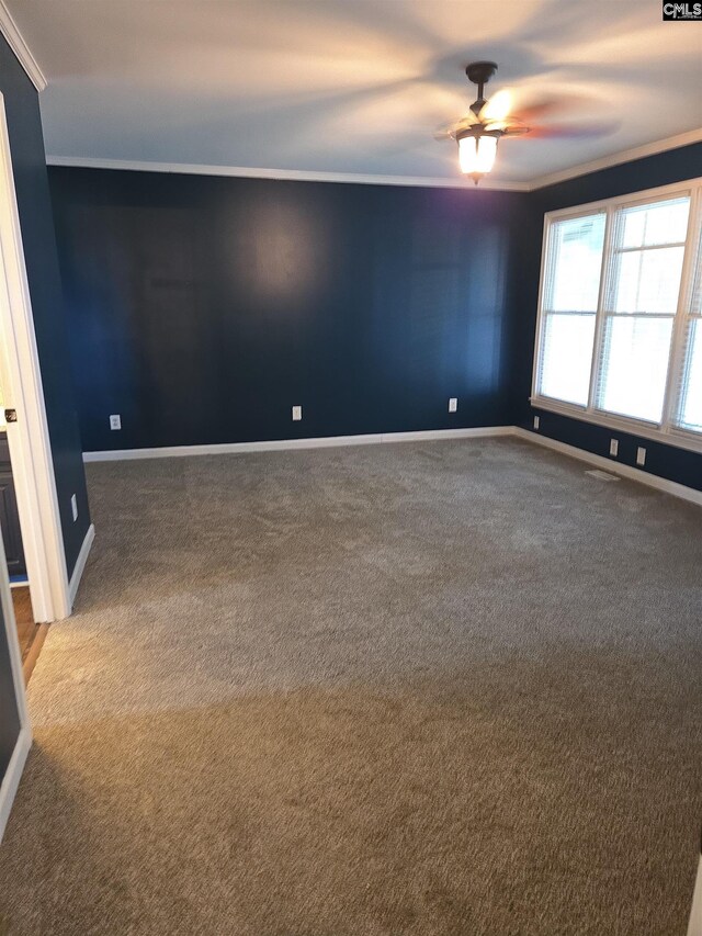 261 Long Rd, Saluda, SC 29138 - carpeted spare room with crown molding and a ceiling fan