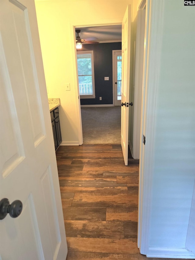 261 Long Rd, Saluda, SC 29138 - corridor with dark wood-style flooring and baseboards