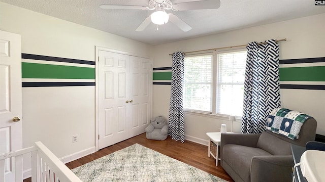 6965 Shelley Rd, Columbia, SC 29209 - bedroom with a closet, wood finished floors, and a ceiling fan