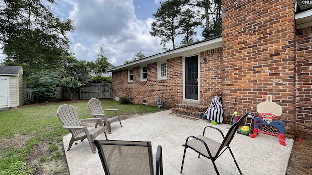 6965 Shelley Rd, Columbia, SC 29209 - view of patio / terrace featuring a storage unit and entry steps