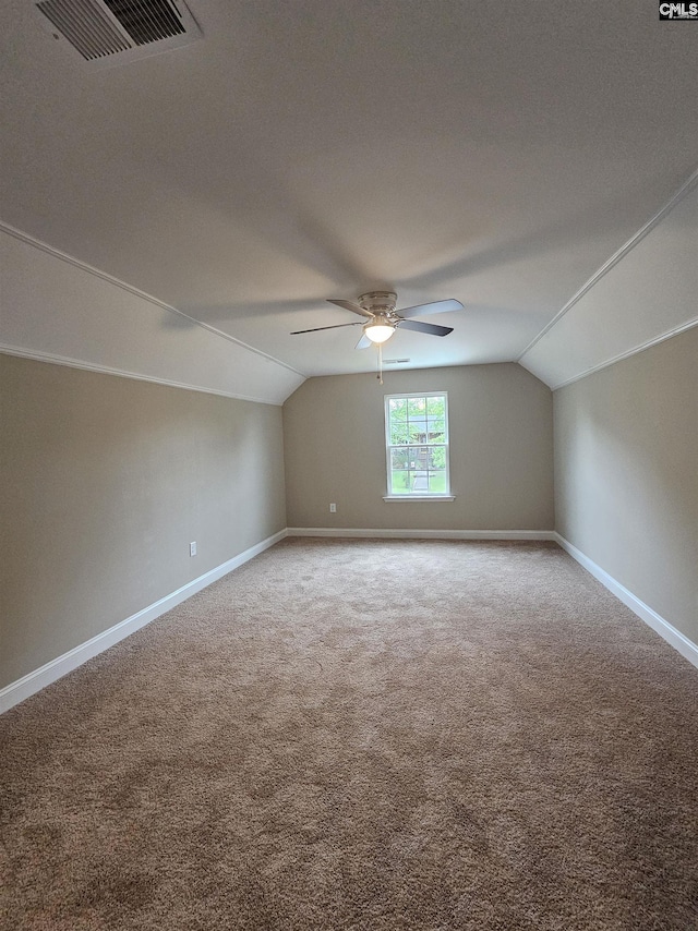 2101 Durham Dr, West Columbia, SC 29170 - bonus room with lofted ceiling, carpet, and ceiling fan