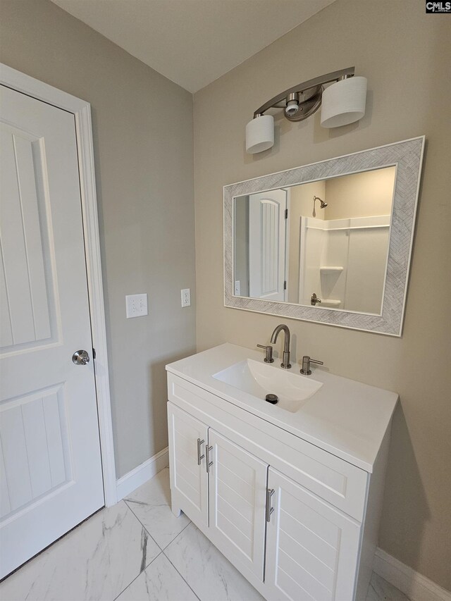 2101 Durham Dr, West Columbia, SC 29170 - bathroom with marble finish flooring and vanity