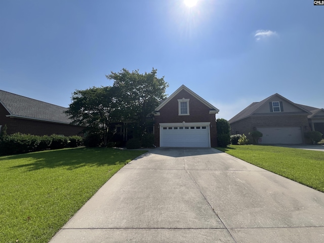 218 Scarborough Way, Lexington, SC 29072 - traditional-style house featuring a front lawn, concrete driveway, brick siding, and an attached garage