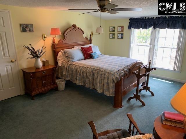 223 Cammack Rd, Winnsboro, SC 29180 - bedroom with carpet flooring, a textured ceiling, and a ceiling fan